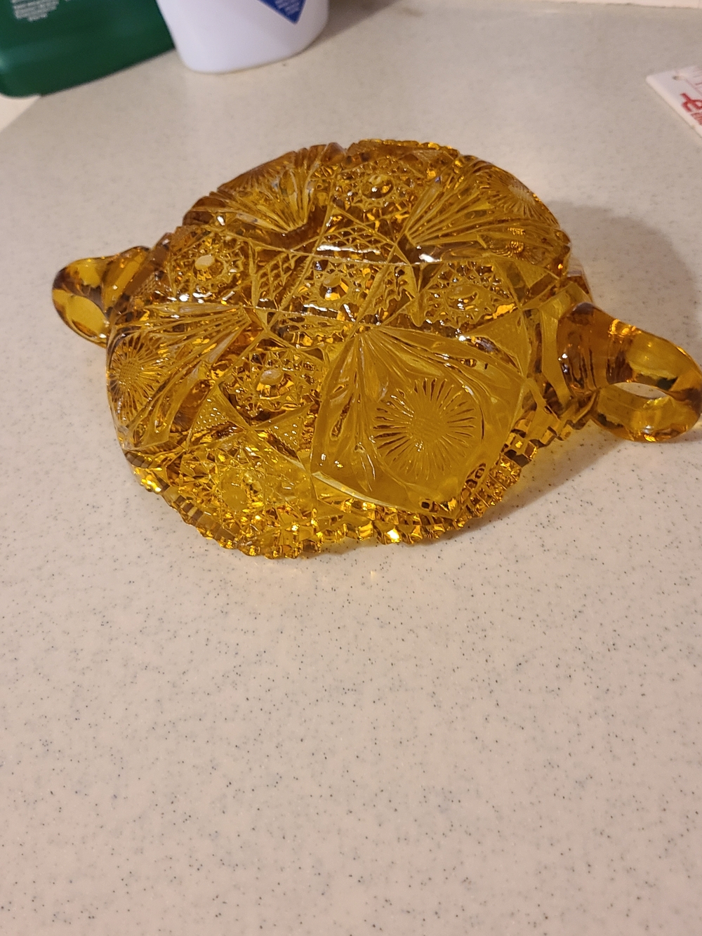 Amber Pressed Glass Serving Dish - Picture 12 of 12